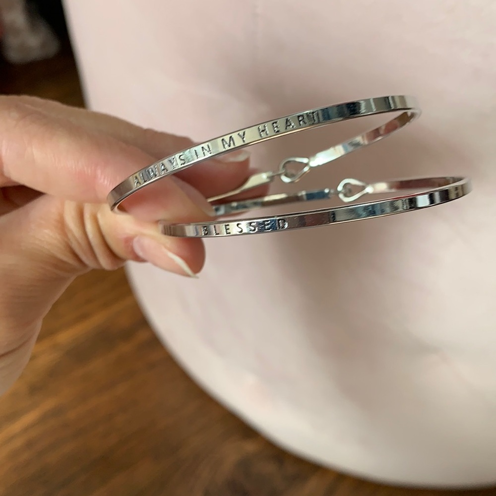 Silver tone bangle bracelets